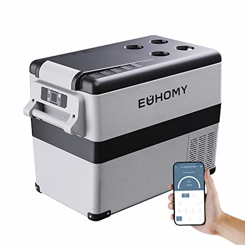 EUHOMY 12 Volt Car Refrigerator,48 Quart(45L) Car Fridge Electric Cooler APP Control,12V Refrigerator -4℉~68℉ with 12/24V DC & 110-240V AC, Portable Refrigerator for Camping, Travel, RV, Truck, Home