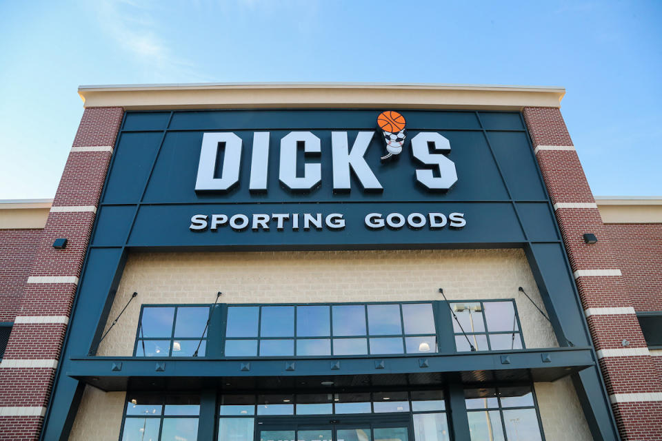 MUNCY, PENNSYLVANIA, UNITED STATES - 2022/11/21: A Dick's Sporting Goods store stands at the Lycoming Crossing Shopping Center in Muncy. The Christmas holiday shopping season in the United States traditionally begins after Thanksgiving. (Photo by Paul Weaver/SOPA Images/LightRocket via Getty Images)