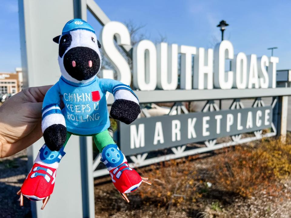 The Chick-fil-A cow has been spotted at several Fall River locales, including the Heritage State Park boardwalk, reminding folks to ditch the red meat and “Eat mor chikin” as the restaurant chain prepares to roll into the city.