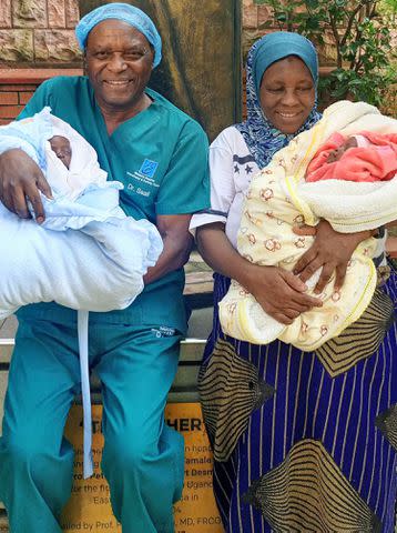 <p>Women's Hospital International and Fertility Center Kampala</p> Safina Namukwaya with her twins at Women’s Hospital International and Fertility Center Kampala
