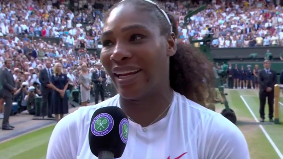 Serena choked back tears. Image: Channel 7