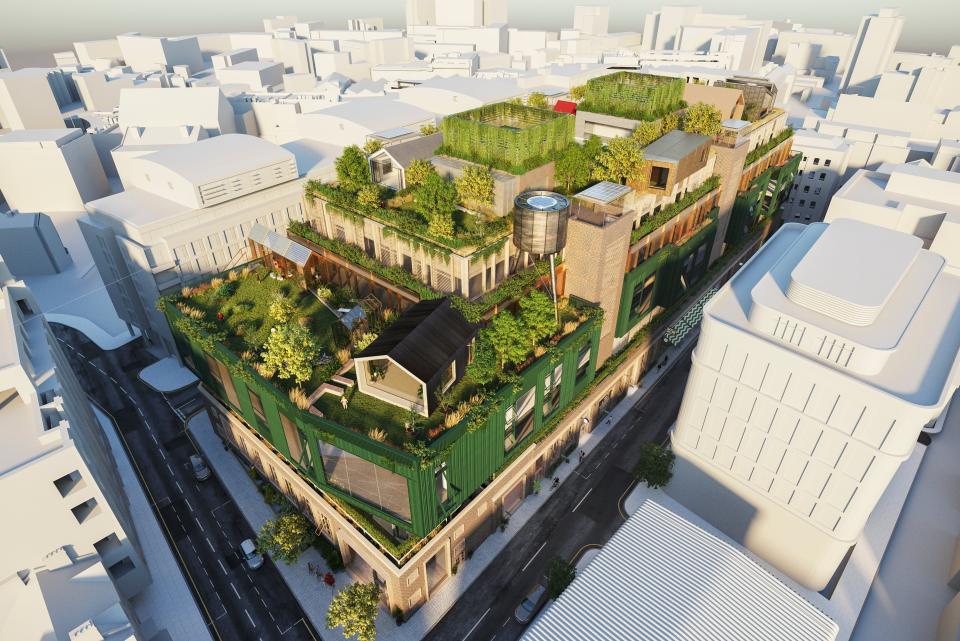 <p>Roots in the Sky: How London’s first urban forest over the former Blackfriars Crown Court building will look</p> (Fabrix)