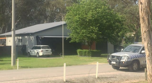 Police attend Mr Thornburgh's Barmah residence. Source: 7 News