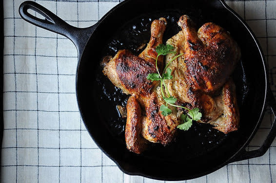 Roasted Butterflied Chicken with Cardamom and Yogurt