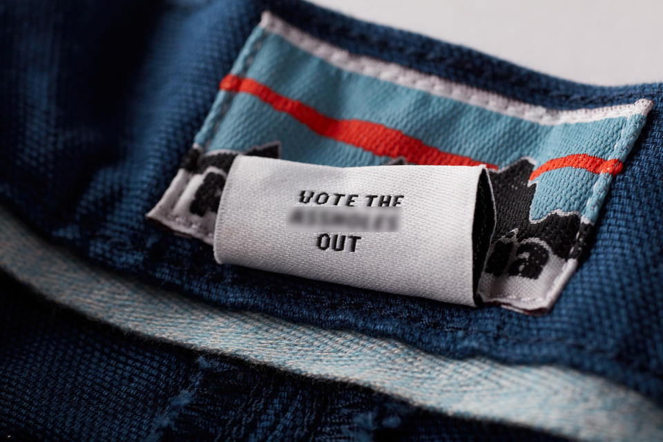 Patagonia is selling a pair of shorts with a controversial tag. (Photo: Courtesy of Patagonia)