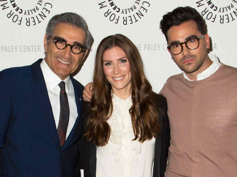 Vincent Sandoval/WireImage Eugene Levy, Sarah Levy and Daniel Levy attend Paley Center For Media Presents PaleyLive LA: An evening with "Schitt