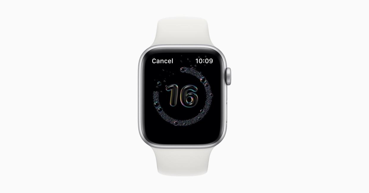 WatchOS 7 will have a timer that helps you wash your hands long enough. (Apple)