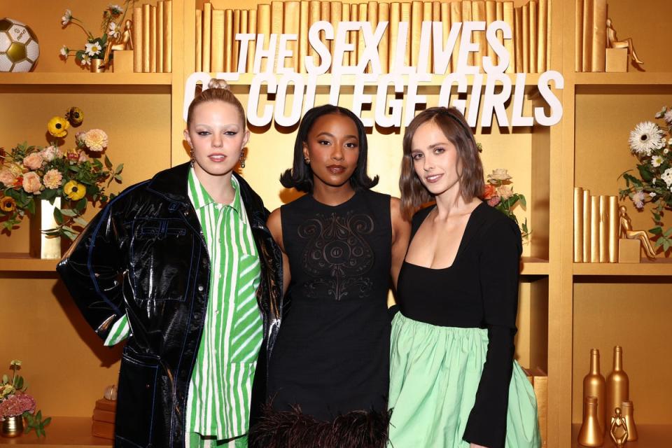 Reneé Rapp, Alyah Chanelle Scott, and Pauline Chalamet attend the premiere of 