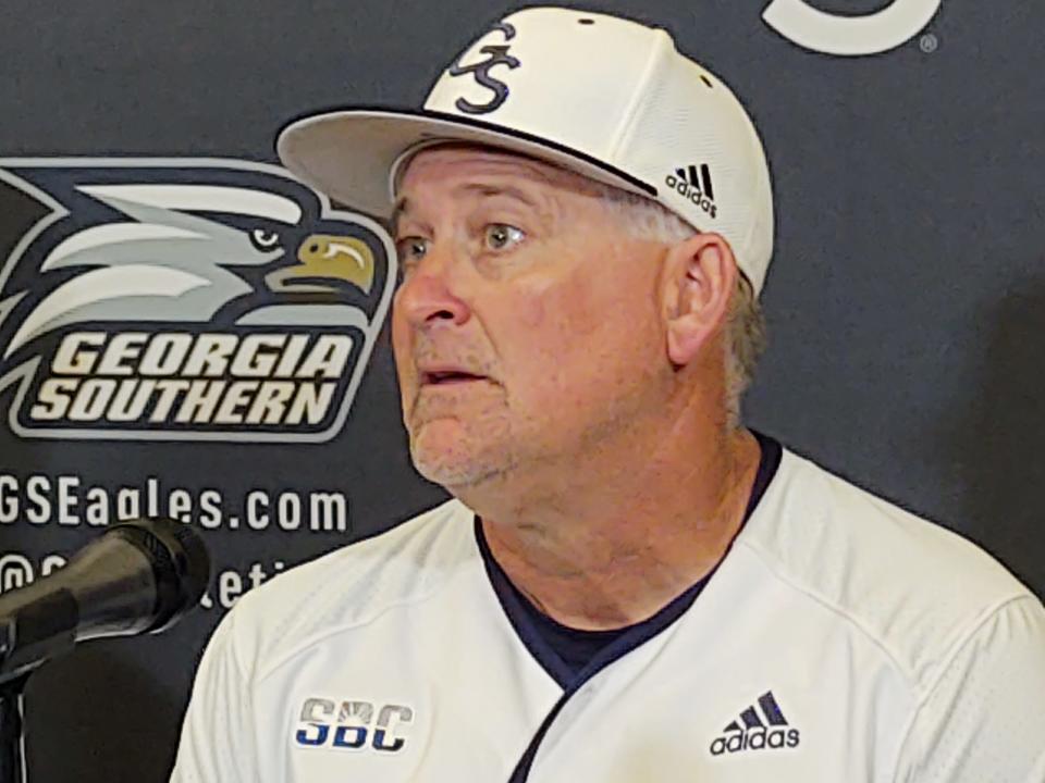 Georgia Southern head baseball coach Rodney Hennon on Saturday, June 4, 2022 at the Statesboro Regional.