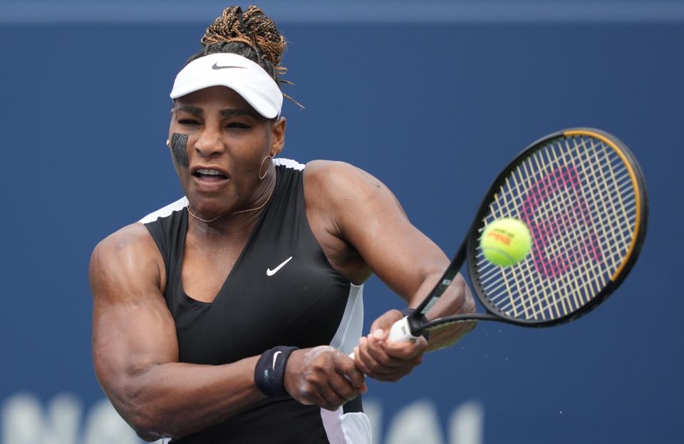 Serena Williams, pictured here in action at the Canadian Open against Nuria Parrizas Diaz.