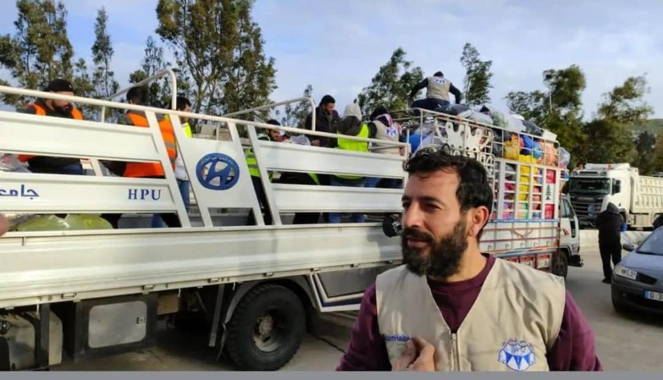 Volunteers from Al-Hawash Private University Hospital help earthquake victims in Aleppo and Jableh in Syria.