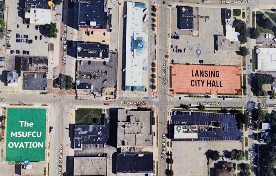 Proposed location of a new Lansing City Hall.