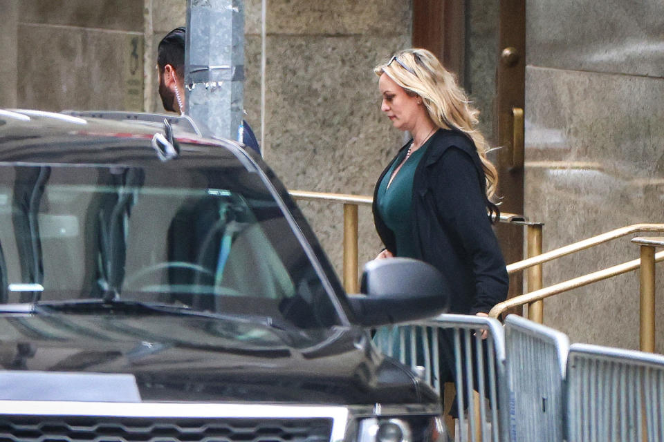 Stormy Daniels leaves Manhattan Criminal Court (Charly Triballeau / AFP via Getty Images)