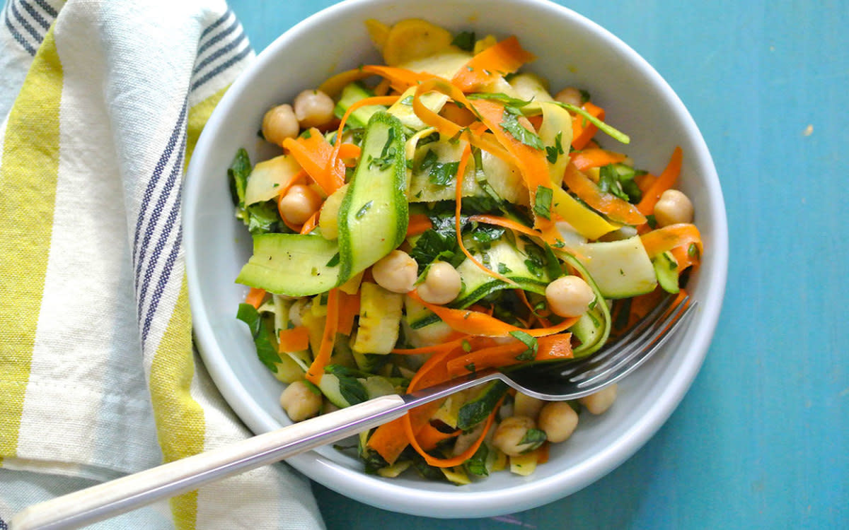 <p>Teresa Blackburn</p><p>A quick salad to use up beautiful summer produce.</p><p><strong>Get the recipe: <a href="https://parade.com/1073643/parade/shaved-zucchini-salad-recipe/" rel="nofollow noopener" target="_blank" data-ylk="slk:Shaved Zucchini Salad;elm:context_link;itc:0;sec:content-canvas" class="link rapid-noclick-resp">Shaved Zucchini Salad</a></strong></p>