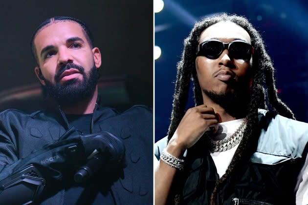 drake-takeoff - Credit: Prince Williams/Wireimage; Kevin Winter/Getty Images