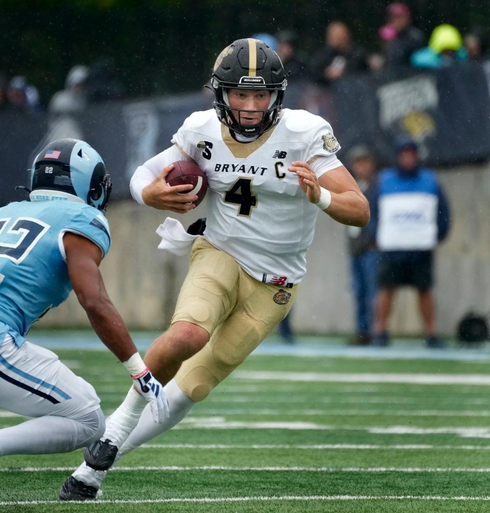 Bryant's Zevi Eckhaus in action against Rhode Island on Sept. 30.