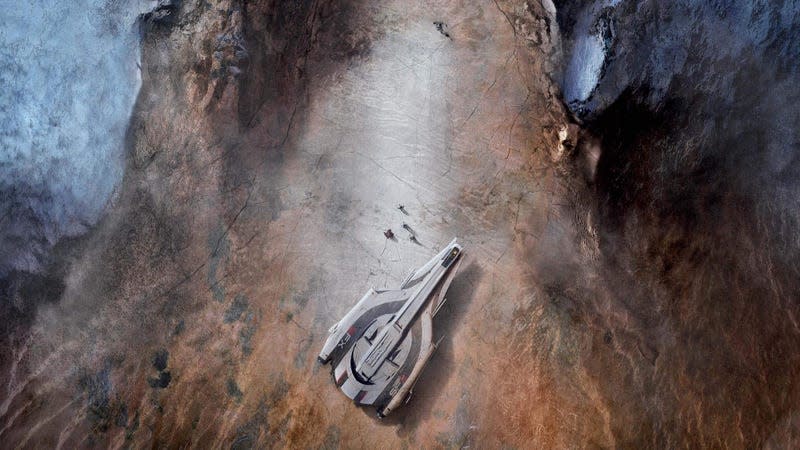 Concept art shows a crew looking for Geth. 