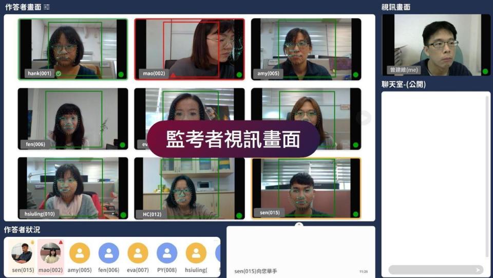 監考者在系統上可以看到考生作答狀況。（清華大學提供）