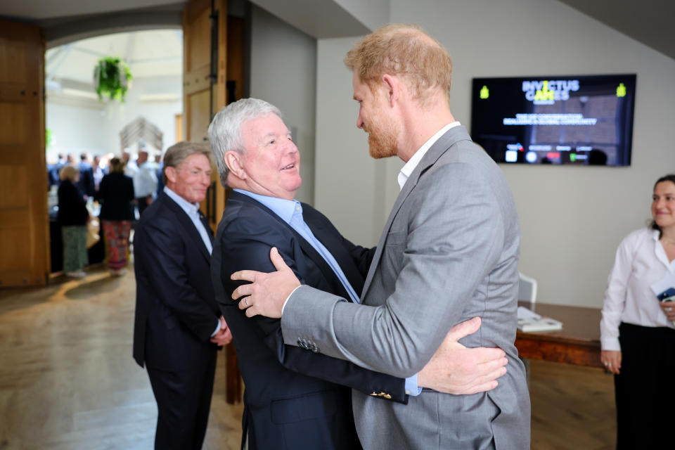 LONDON, ENGLAND - MAY 07: Sir Keith Mills GBE DL and Prince Harry, The Duke of Sussex, Patron of the Invictus Games Foundation during The Invictus Games Foundation Conversation titled 