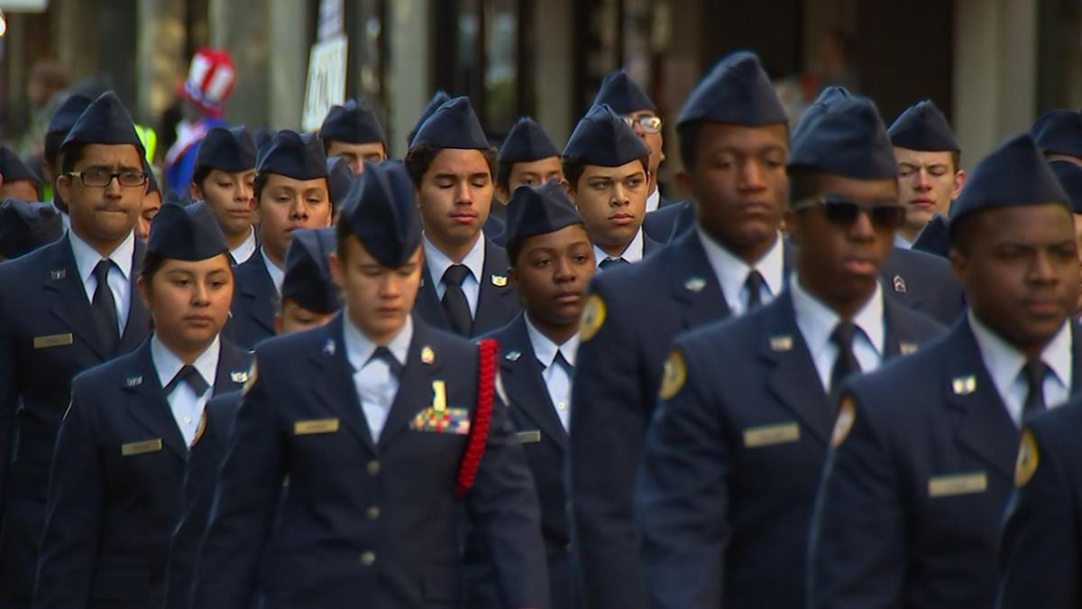 Sparse but patriotic crowd turns out for Raleigh Veterans Day parade