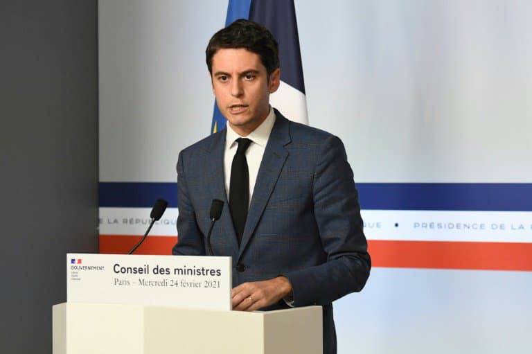Le porte-parole du gouvernement Gariel Attal, le 24 février 2021 à Paris - Alain JOCARD © 2019 AFP