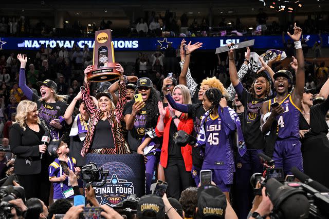 <p>Greg Nelson /Sports Illustrated via Getty </p> Kim Mulkey and LSU win NCAA championship