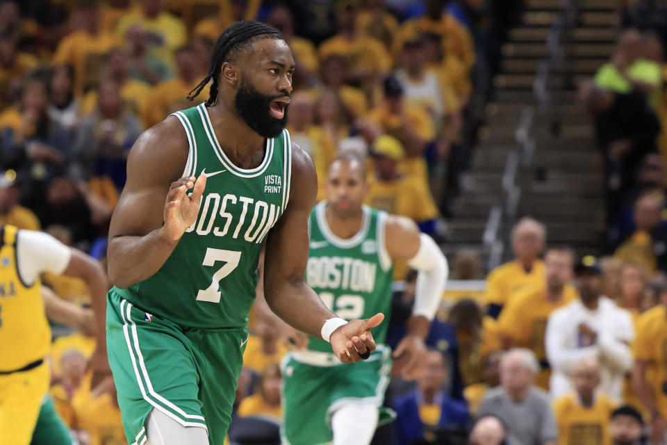 Jaylen Brown and the Celtics are NBA Finals bound. (Justin Casterline/Getty Images)