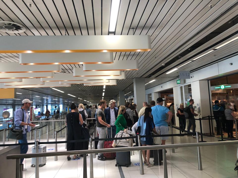 The Sky Priority security line at Amsterdam Schiphol Airport.