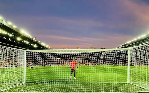 David de Gea of Manchester United warms up ahead of the Premier League match between Manchester United and Aston Villa - Credit: GETTY IMAGES