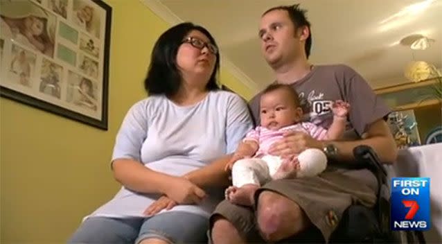 Matthew Chapman feels he can no longer be the father he wanted to be after he lost his leg in a car crash. Photo: 7 News