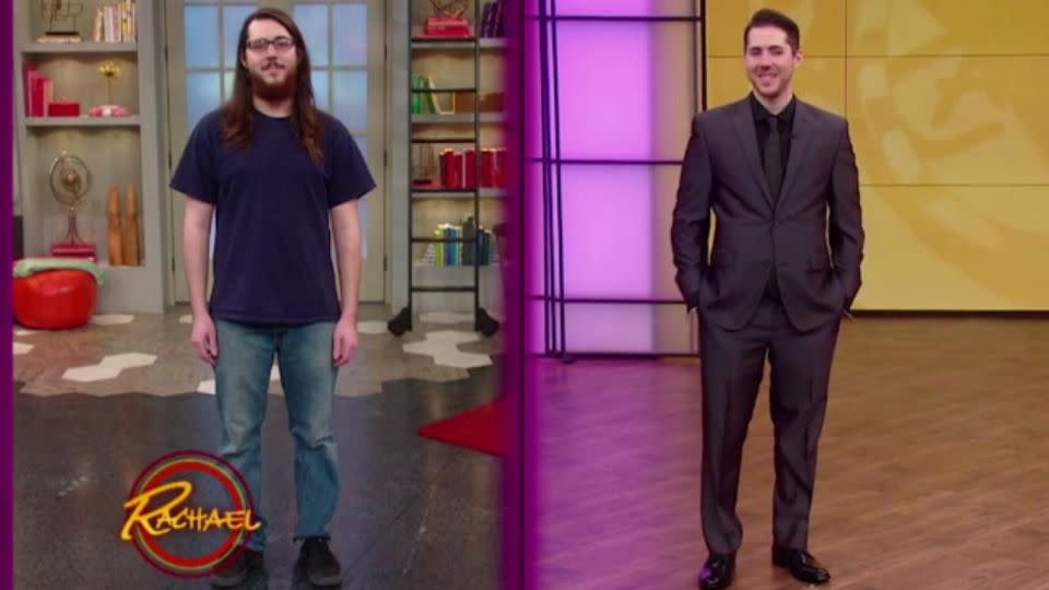 Brandon looks like a completely different person after his makeover. Photo: Rachael Ray