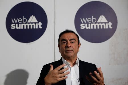 Carlos Ghosn, CEO of Renault-Nissan being interviewed during Web Summit, in Lisbon, Portugal November 8, 2016. REUTERS/Pedro Nunes