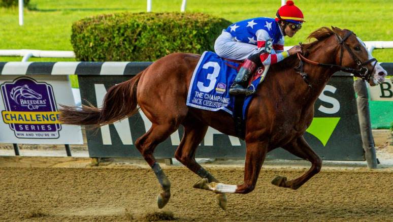 Jack Christopher and jockey Jose Ortiz win the Grade 1 Champagne on Oct. 2 at Belmont.