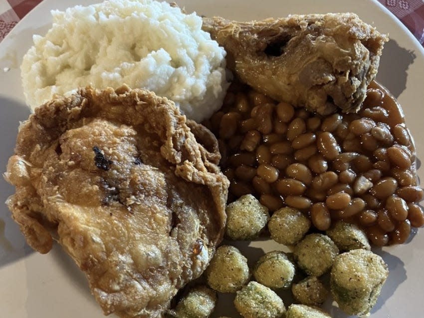 Skillet fried chicken with sides at Elisa's House of Pies and Restaurant.