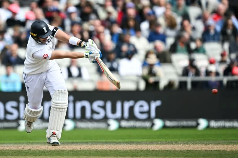 Driving ambition: England's Jamie Smith on his way to 111 against Sri Lanka in the first Test at Old Trafford (Paul ELLIS)