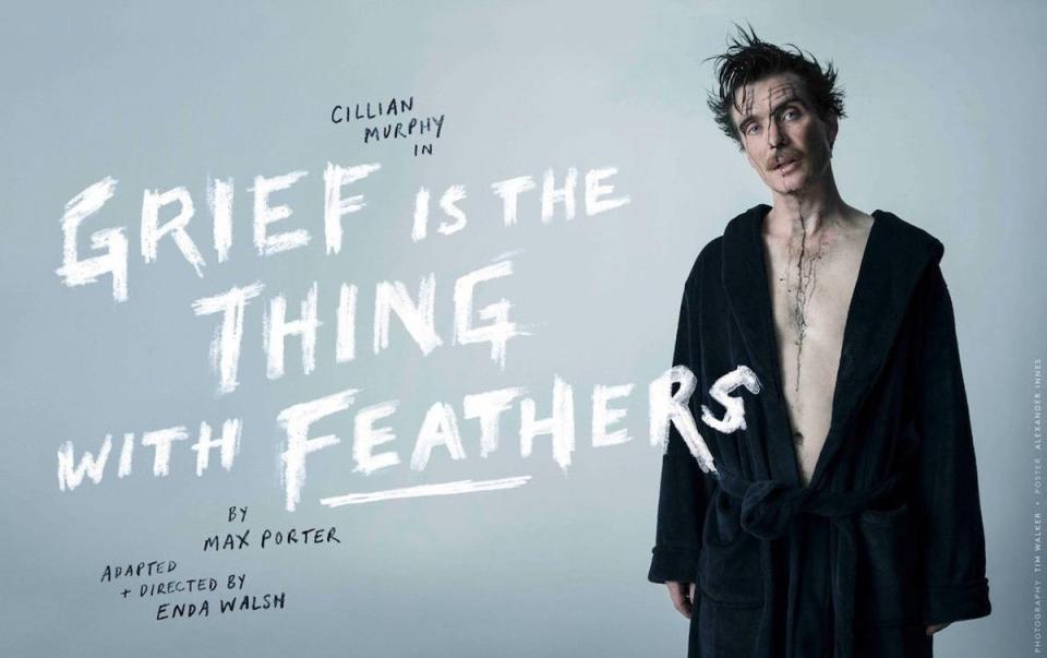 Cillian Murphy on the poster for the stage adaptation of ‘Grief Is the Thing with Feathers’