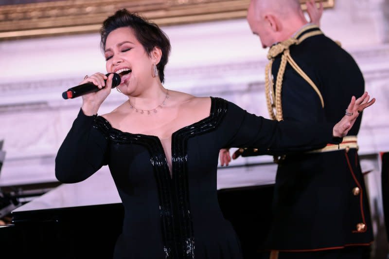 Lea Salonga and "The President's Own" United States Marine Band Chamber Orchestra and the United States Army Band Herald Trumpets perform during the State Dinner for President Yoon Suk-yeol of the Republic of Korea in Washington on April 26. File Photo by Oliver Contreras/UPI