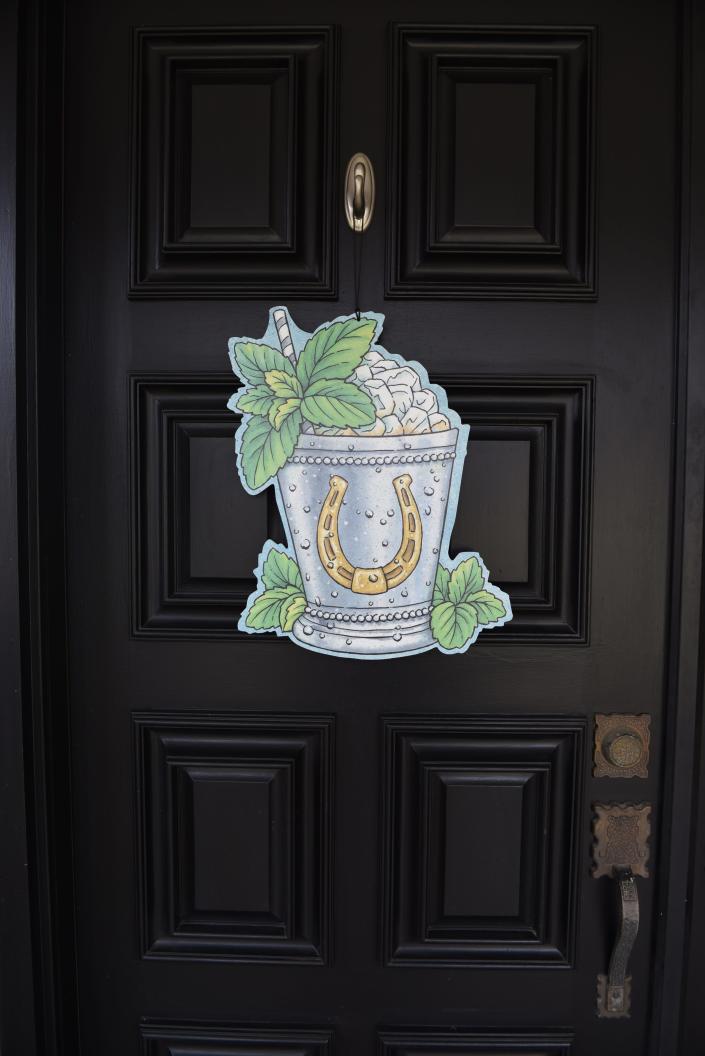 Welcome your Kentucky Derby Day guests with a decoration on your front door.  The Mint Julep is an essential part of any Derby Day.