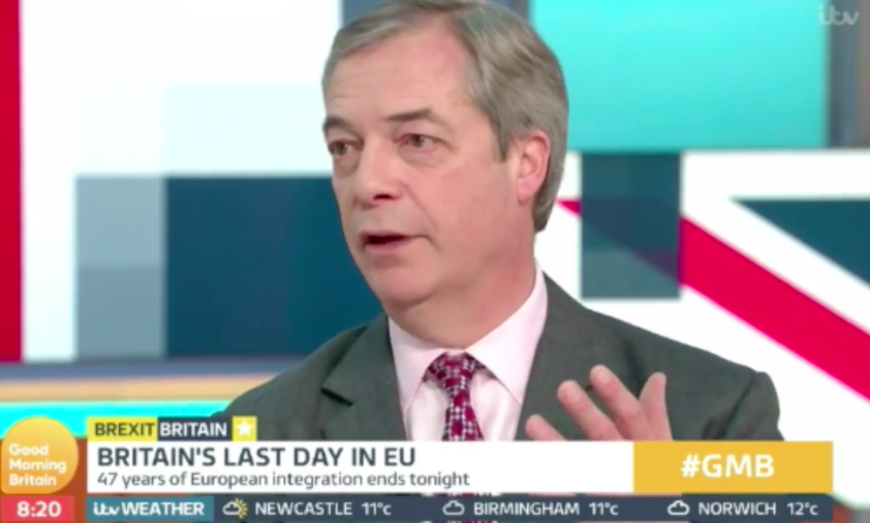 Nigel Farage said Britain will never return to the EU (Picture: ITV)