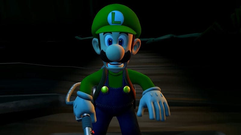 Luigi looks terrified.