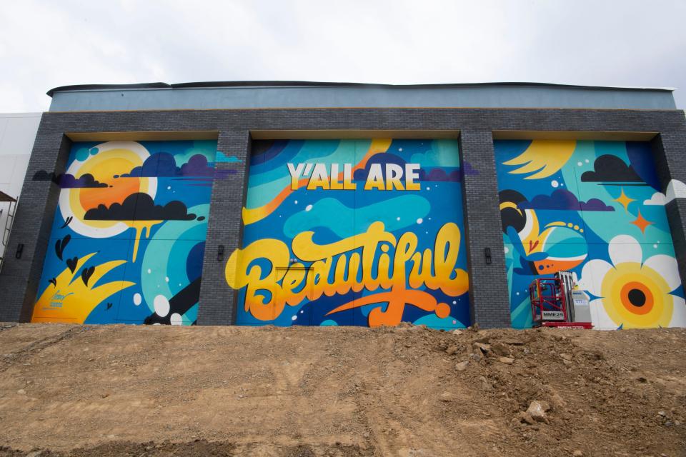 One of the murals featured at the Tanger Factory Outlet from Muros, a global art activation agency, in Antioch, Tenn., Thursday, Oct. 5, 2023. The grand opening will be on Oct. 27, 2023
