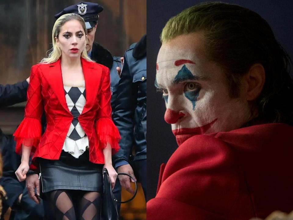 Lady Gaga on the set of Joker:  Folie à Deux and Joaquin Phoenix as Joker