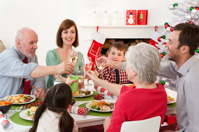 Family enjoying Christmas dinner