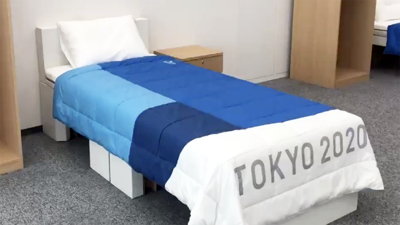 Las camas de cartón que estarán en las habitaciones de los atletas en Tokio 2020. Imagen: COI  