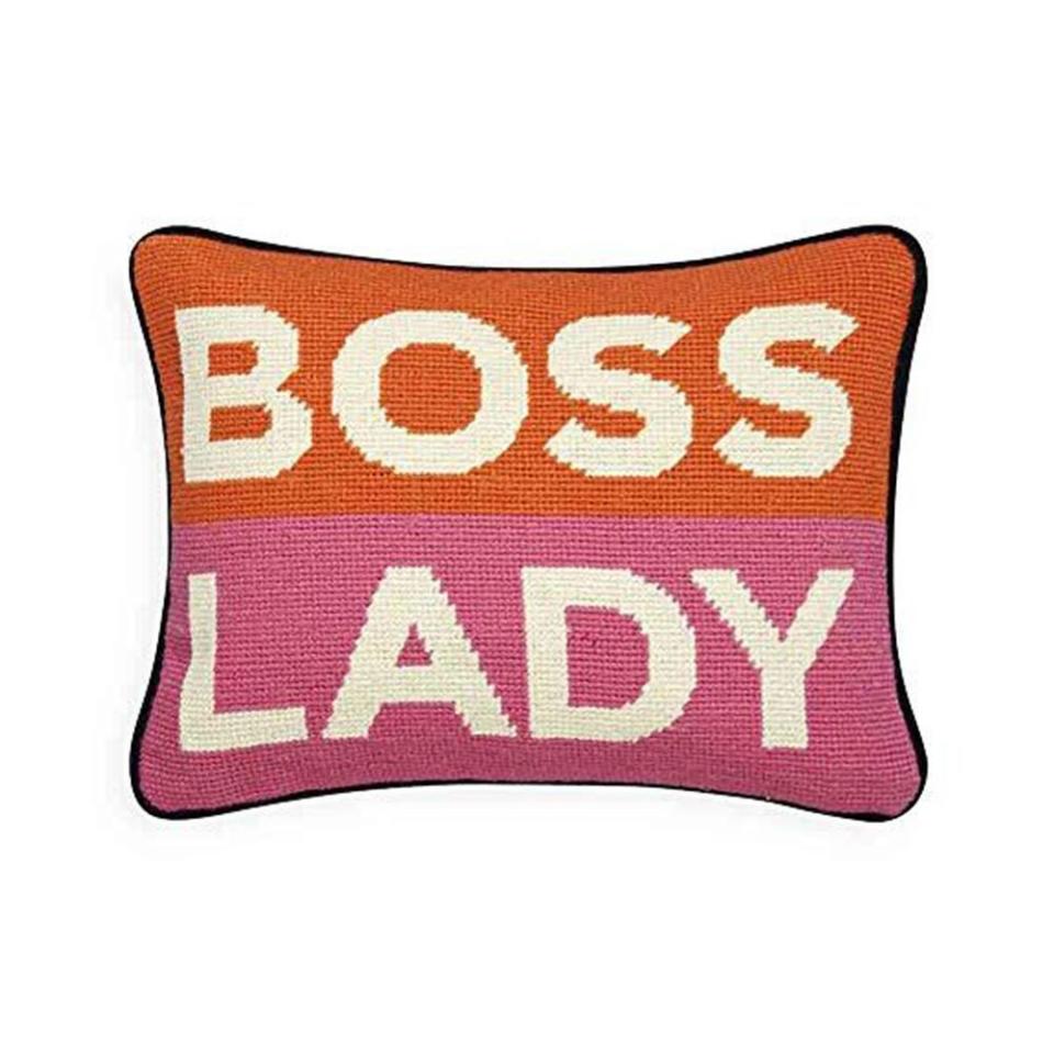 10) Boss Lady Needlepoint Throw Pillow