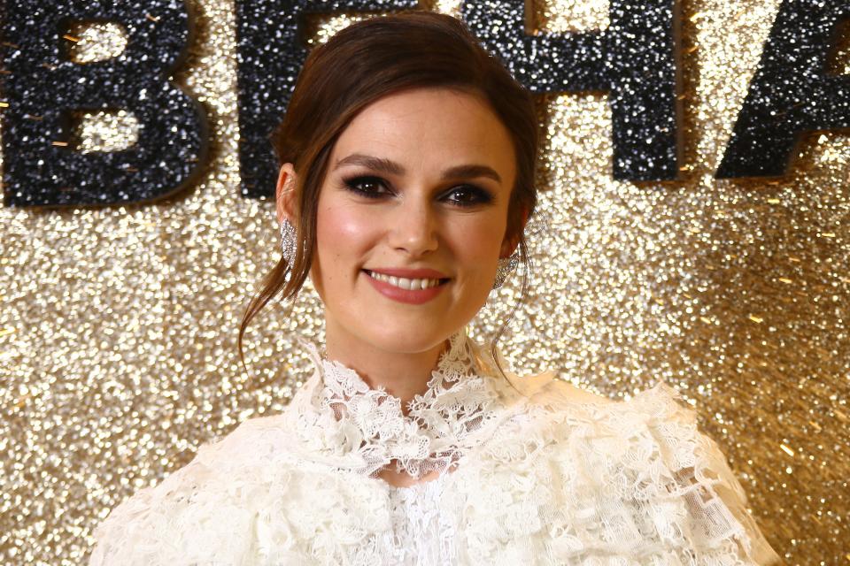 Actress Keira Knightley poses for photographers upon arrival at the World Premiere of 'Misbehaviour' at a central London hotel, Monday, Mar. 9, 2020.