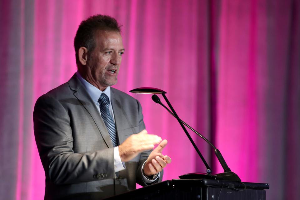 Cathedral City Mayor Ernesto Gutierrez speaks during the State of the City luncheon in May.