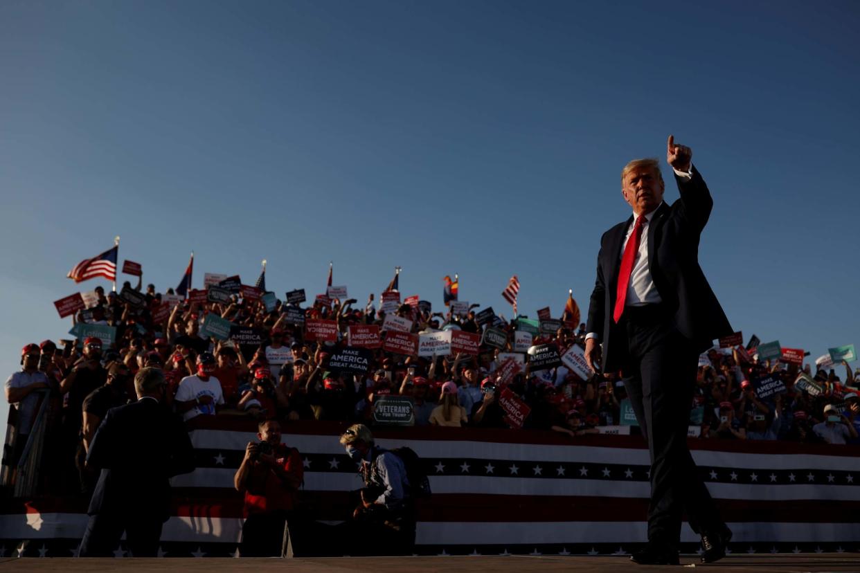 Donald Trump at a campaign rally in Tucson, Arizona, before his election defeat last year. (Reuters)