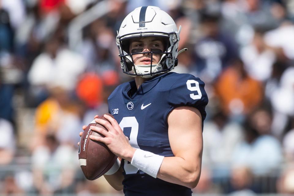 Central York grad Beau Pribula, shown here in last April's Blue-White Game, is ready to become the Nittany Lions' top backup quarterback.