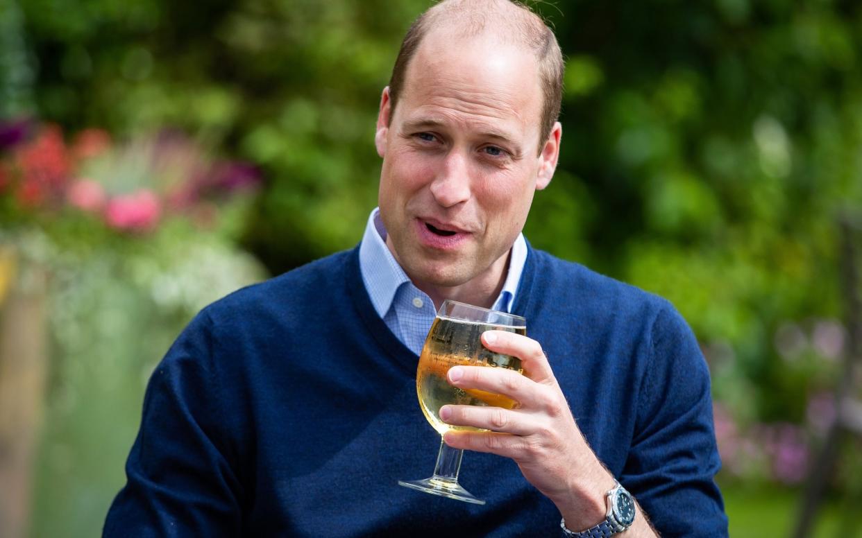 The Duke of Cambridge takes a sip of cider at The Rose and Crown pub in Snettisham, Norfolk - Aaron Chown - WPA Pool/Getty Images